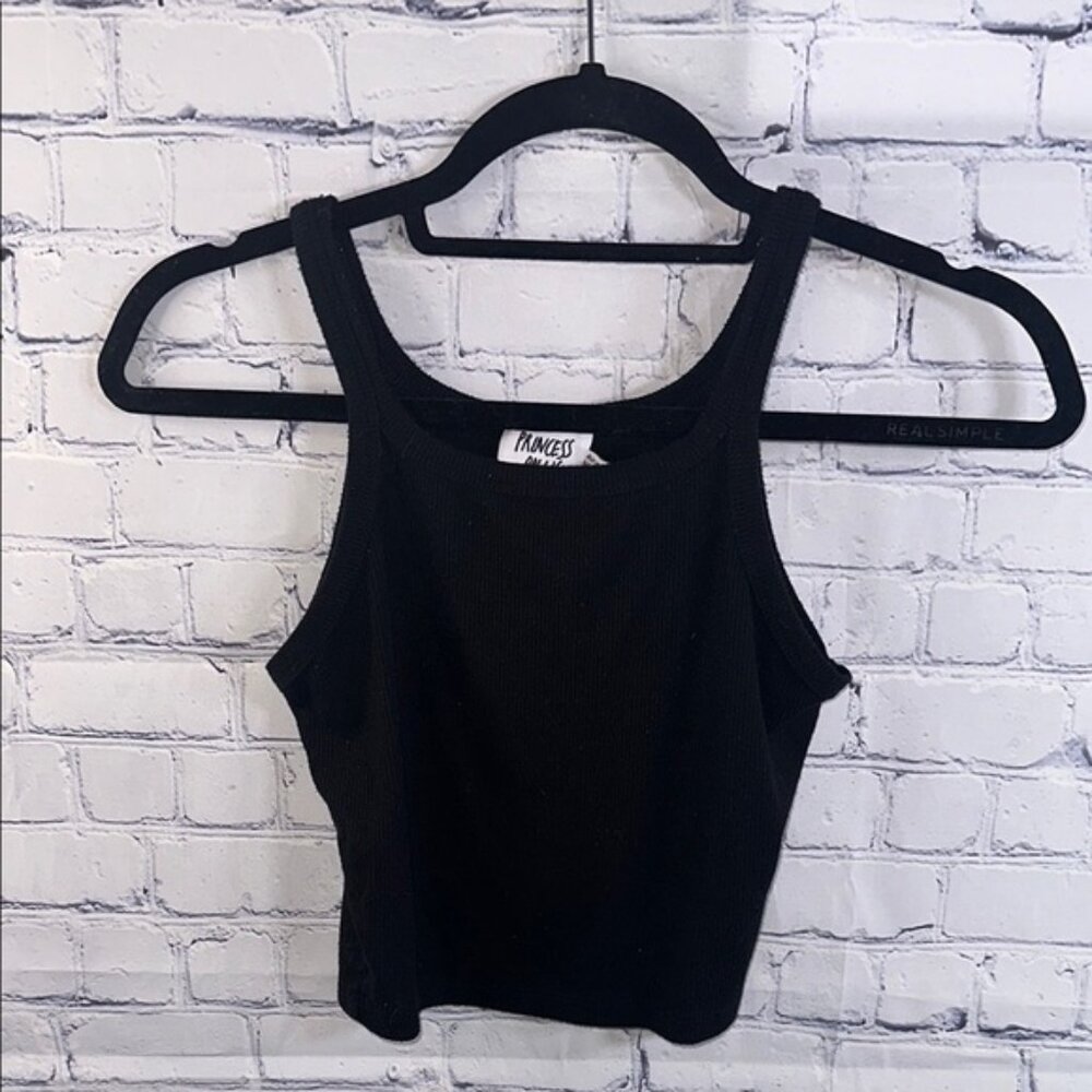 ✨ Princess Polly Black Ribbed Crop Top - Size 4, Perfect Condition